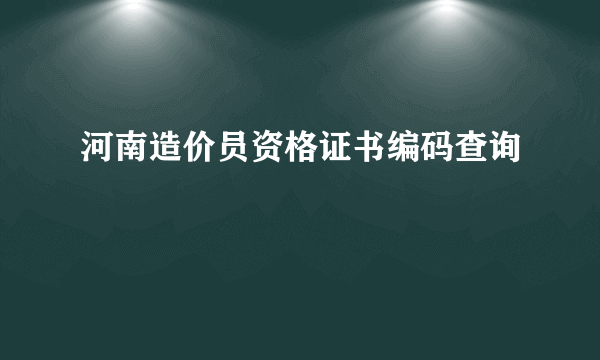 河南造价员资格证书编码查询