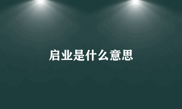 启业是什么意思