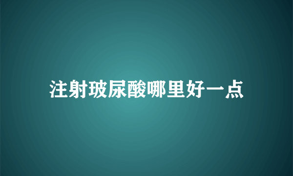 注射玻尿酸哪里好一点