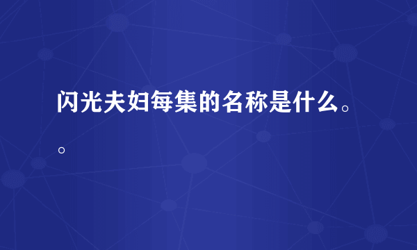 闪光夫妇每集的名称是什么。。