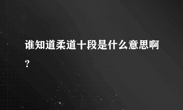 谁知道柔道十段是什么意思啊？