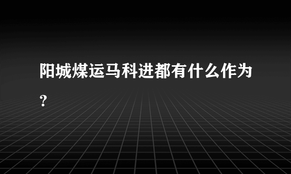 阳城煤运马科进都有什么作为？