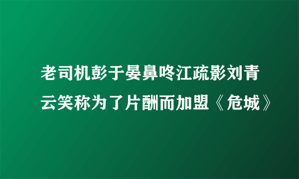 老司机彭于晏鼻咚江疏影刘青云笑称为了片酬而加盟《危城》