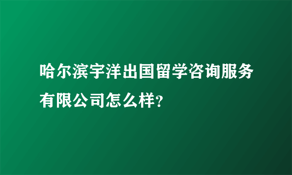 哈尔滨宇洋出国留学咨询服务有限公司怎么样？