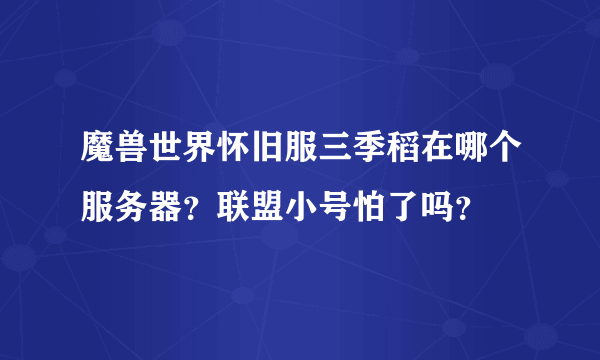 魔兽世界怀旧服三季稻在哪个服务器？联盟小号怕了吗？