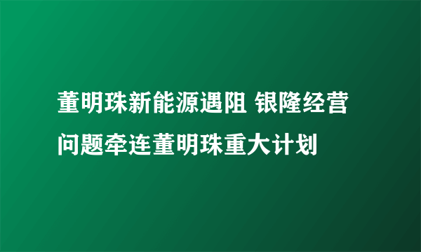 董明珠新能源遇阻 银隆经营问题牵连董明珠重大计划