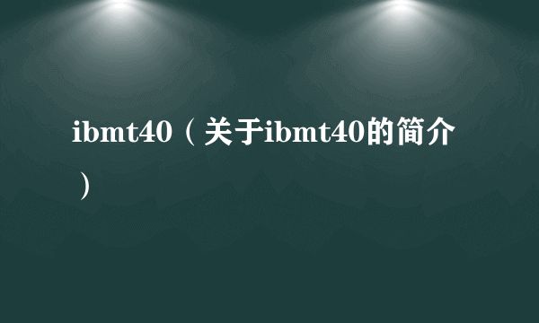 ibmt40（关于ibmt40的简介）