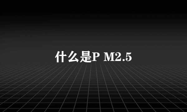 什么是P M2.5