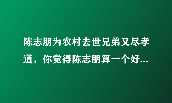 陈志朋为农村去世兄弟又尽孝道，你觉得陈志朋算一个好男人吗？