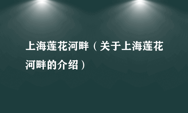 上海莲花河畔（关于上海莲花河畔的介绍）