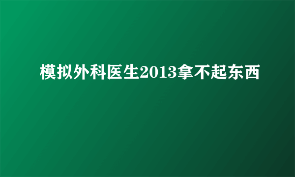 模拟外科医生2013拿不起东西