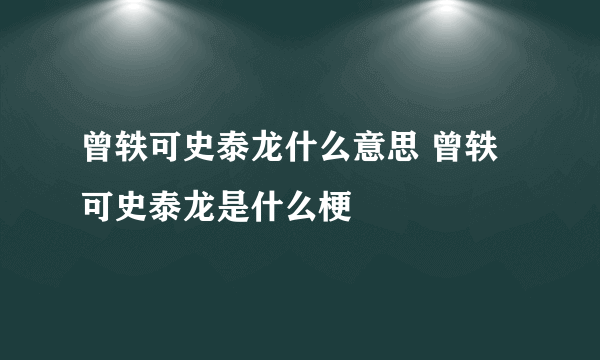 曾轶可史泰龙什么意思 曾轶可史泰龙是什么梗