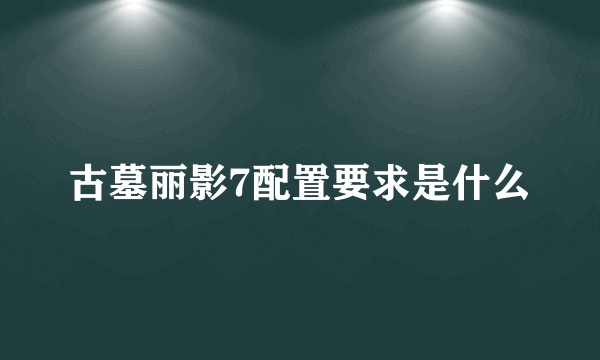 古墓丽影7配置要求是什么