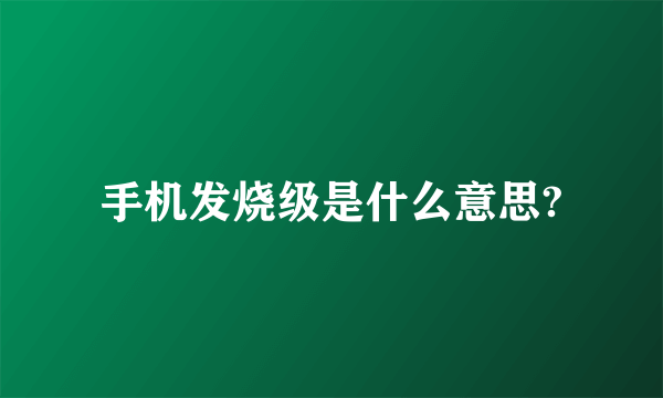 手机发烧级是什么意思?