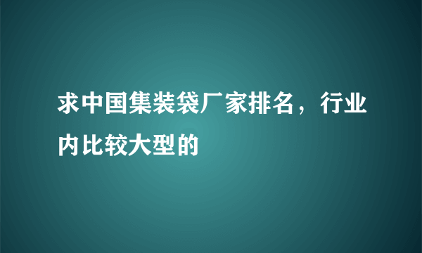 求中国集装袋厂家排名，行业内比较大型的