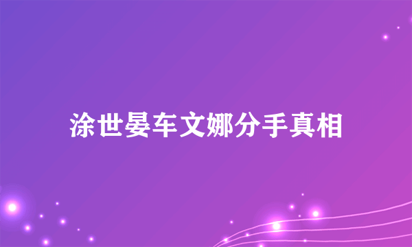 涂世晏车文娜分手真相