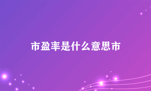 市盈率是什么意思市