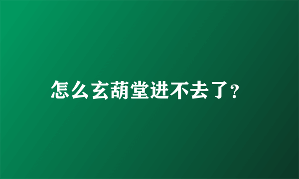 怎么玄葫堂进不去了？