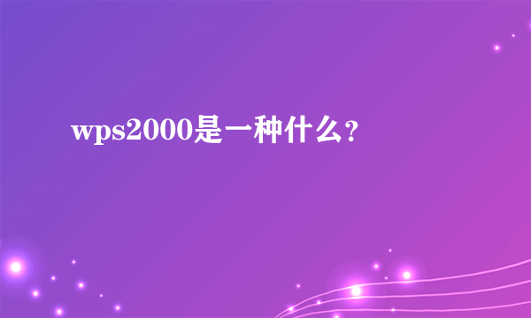 wps2000是一种什么？