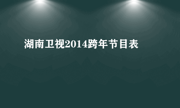 湖南卫视2014跨年节目表