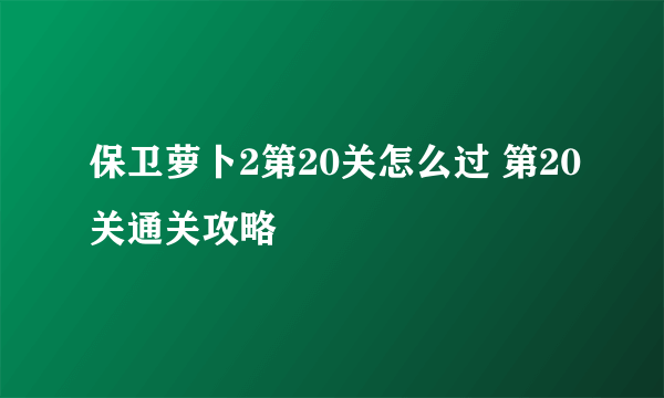 保卫萝卜2第20关怎么过 第20关通关攻略