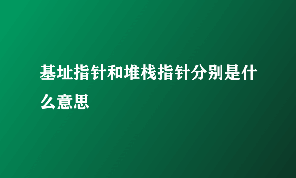 基址指针和堆栈指针分别是什么意思