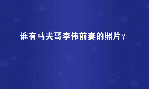 谁有马夫哥李伟前妻的照片？