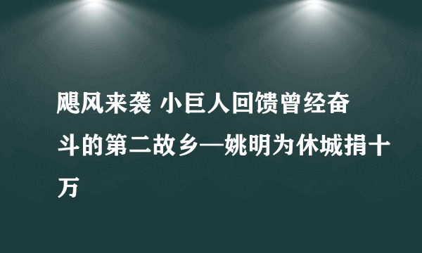 飓风来袭 小巨人回馈曾经奋斗的第二故乡—姚明为休城捐十万