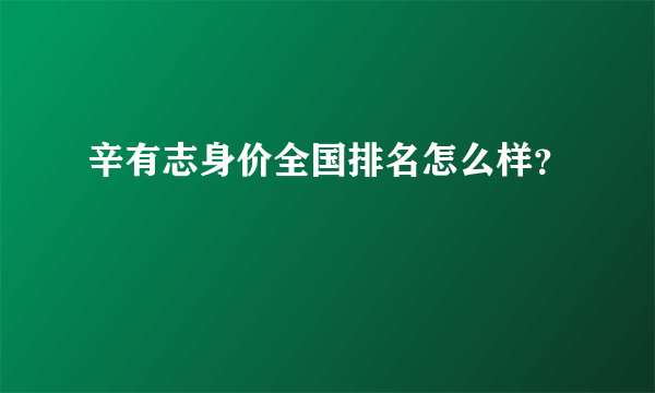 辛有志身价全国排名怎么样？