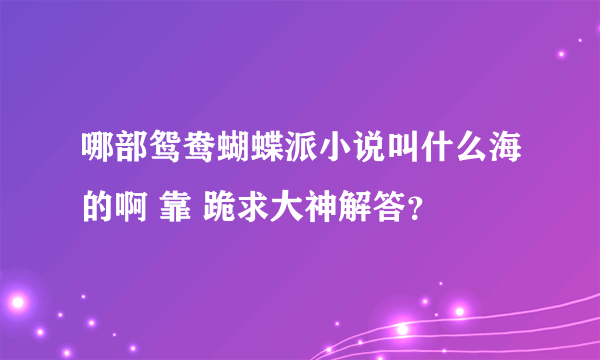 哪部鸳鸯蝴蝶派小说叫什么海的啊 靠 跪求大神解答？