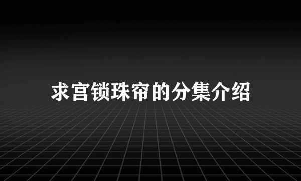 求宫锁珠帘的分集介绍