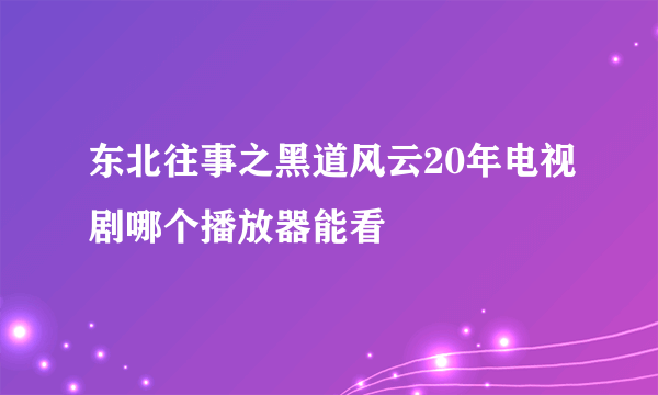 东北往事之黑道风云20年电视剧哪个播放器能看