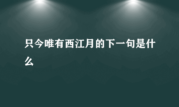 只今唯有西江月的下一句是什么