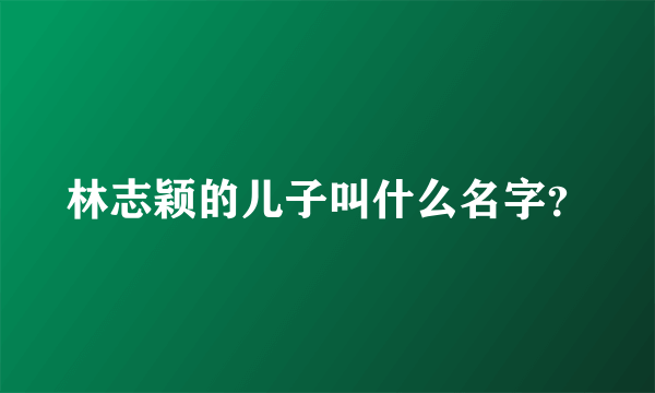 林志颖的儿子叫什么名字？