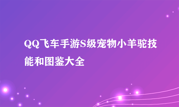 QQ飞车手游S级宠物小羊驼技能和图鉴大全