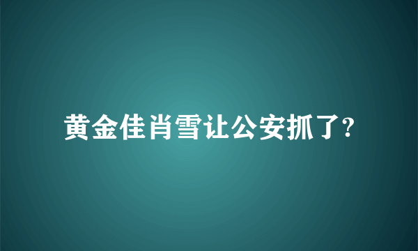 黄金佳肖雪让公安抓了?