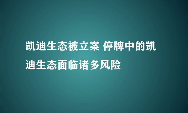 凯迪生态被立案 停牌中的凯迪生态面临诸多风险