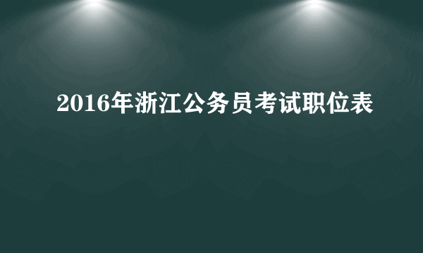 2016年浙江公务员考试职位表