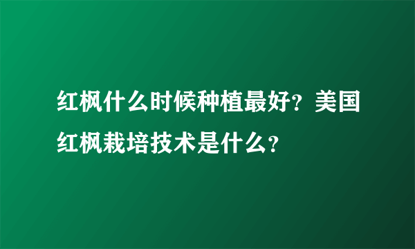 红枫什么时候种植最好？美国红枫栽培技术是什么？