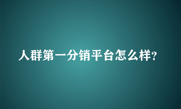 人群第一分销平台怎么样？