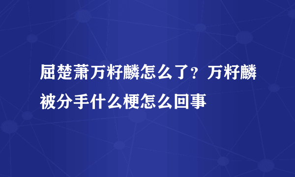 屈楚萧万籽麟怎么了？万籽麟被分手什么梗怎么回事