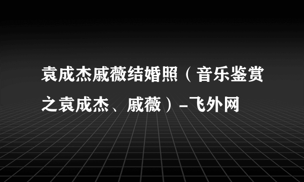 袁成杰戚薇结婚照（音乐鉴赏之袁成杰、戚薇）-飞外网