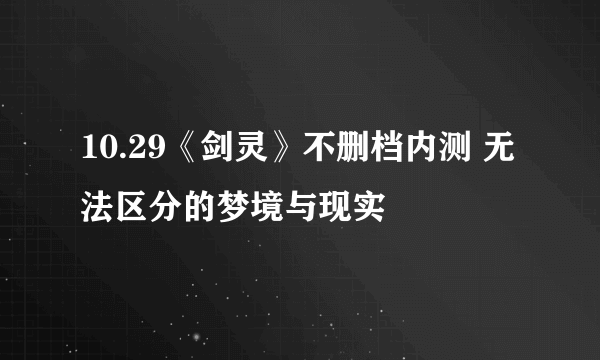 10.29《剑灵》不删档内测 无法区分的梦境与现实