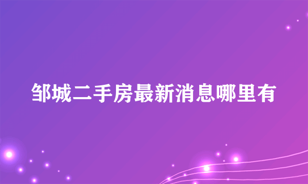 邹城二手房最新消息哪里有