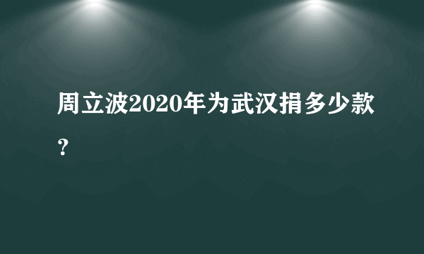 周立波2020年为武汉捐多少款？