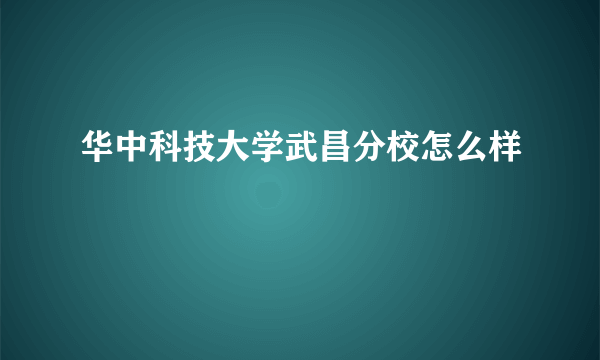 华中科技大学武昌分校怎么样