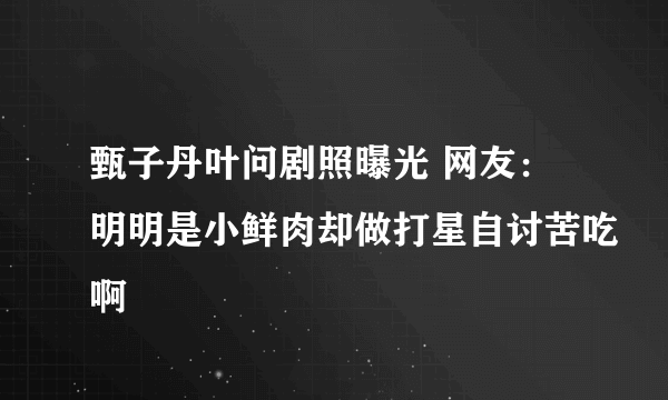 甄子丹叶问剧照曝光 网友：明明是小鲜肉却做打星自讨苦吃啊