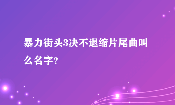 暴力街头3决不退缩片尾曲叫么名字？