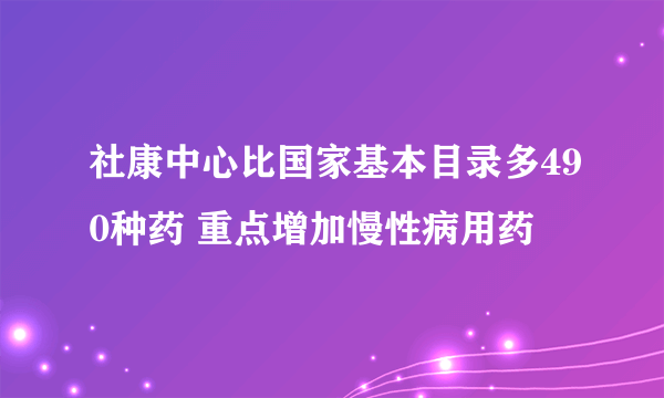 社康中心比国家基本目录多490种药 重点增加慢性病用药