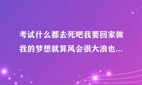 考试什么都去死吧我要回家做我的梦想就算风会很大浪也很大回家种田吧？